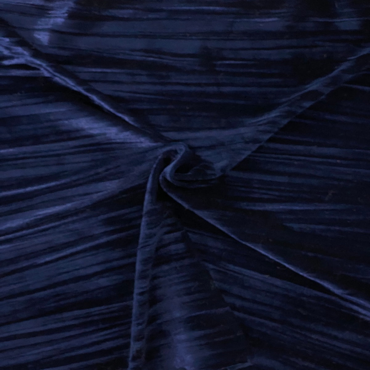 Navy Blue Crinkle Stretch Velvet Fabric - Fashion Fabrics Los Angeles