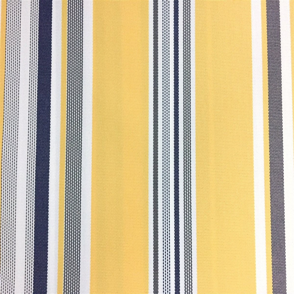 Blue Yellow White Multi Striped Oak 100% Waterproof Outdoor Canvas Patio Fabric - Fashion Fabrics Los Angeles