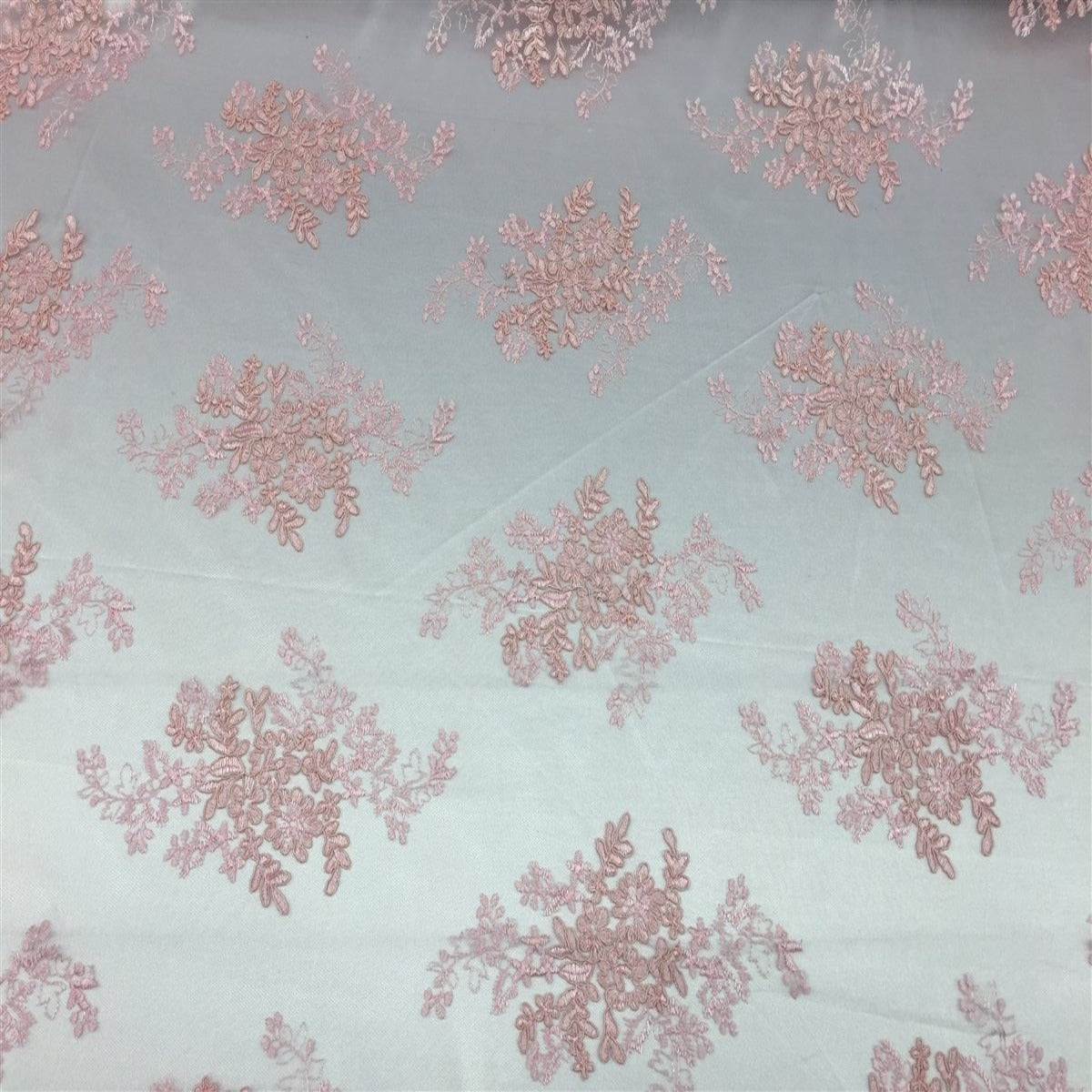 Dusty Pink Oswald Embroidered Lace Fabric - Fashion Fabrics LLC
