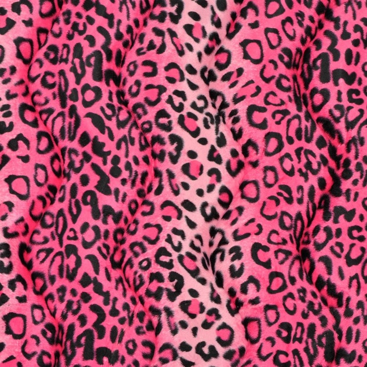 Pink Leopard Velboa Faux Fur - Fashion Fabrics Los Angeles