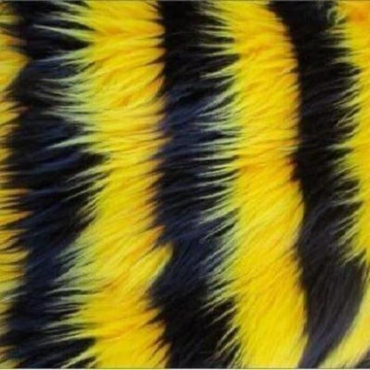 Yellow Black Striped Faux Fur Fabric - Fashion Fabrics Los Angeles