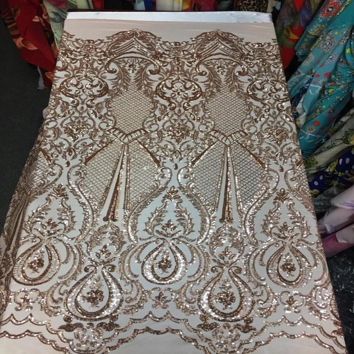 Black Chantal Deluxe Sequins Lace Fabric - Fashion Fabrics LLC