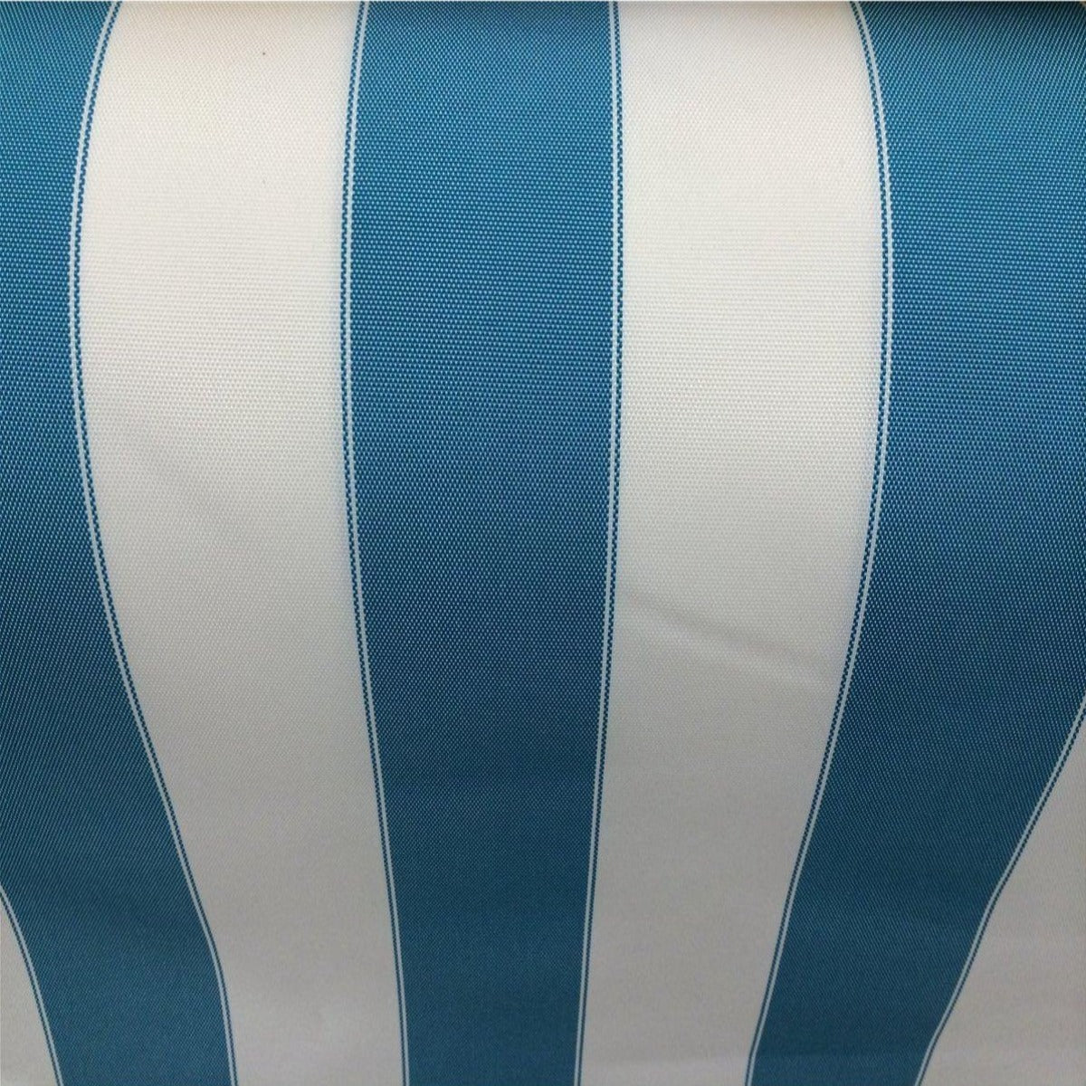 Aqua White Striped Outdoor Canvas Fabric - Fashion Fabrics Los Angeles