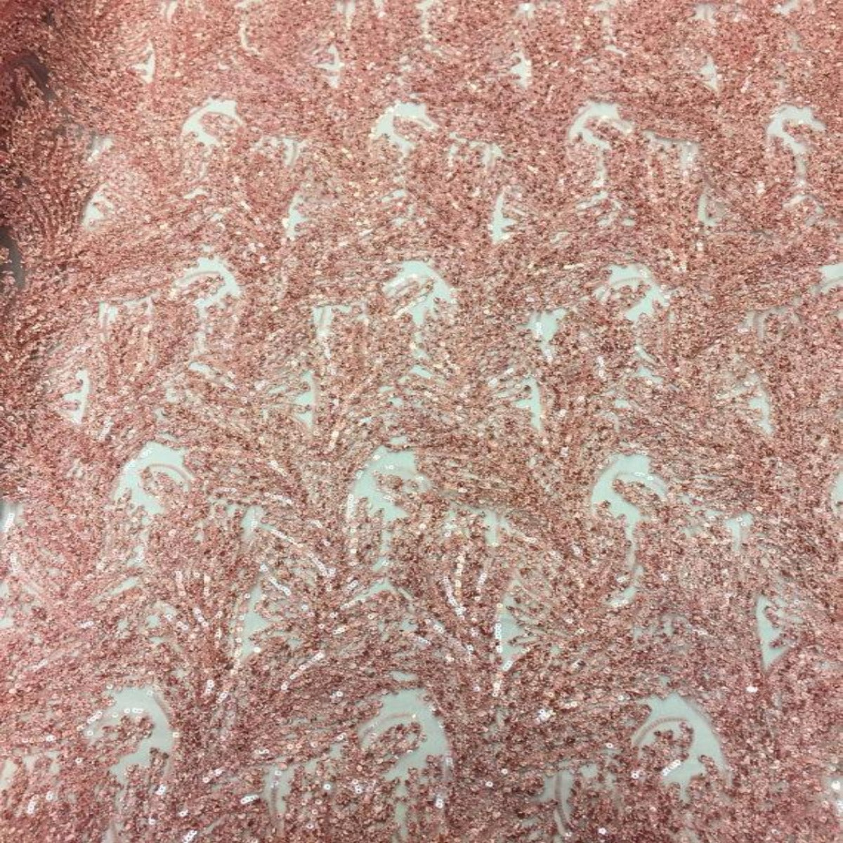 Dusty Rose Cozy Pop Thread Floral Sequins Lace Fabric - Fashion Fabrics LLC