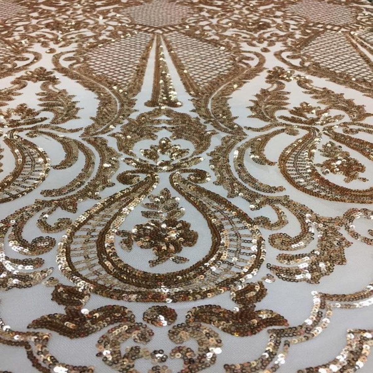 Gold Chantal Deluxe Sequins Lace Fabric - Fashion Fabrics LLC
