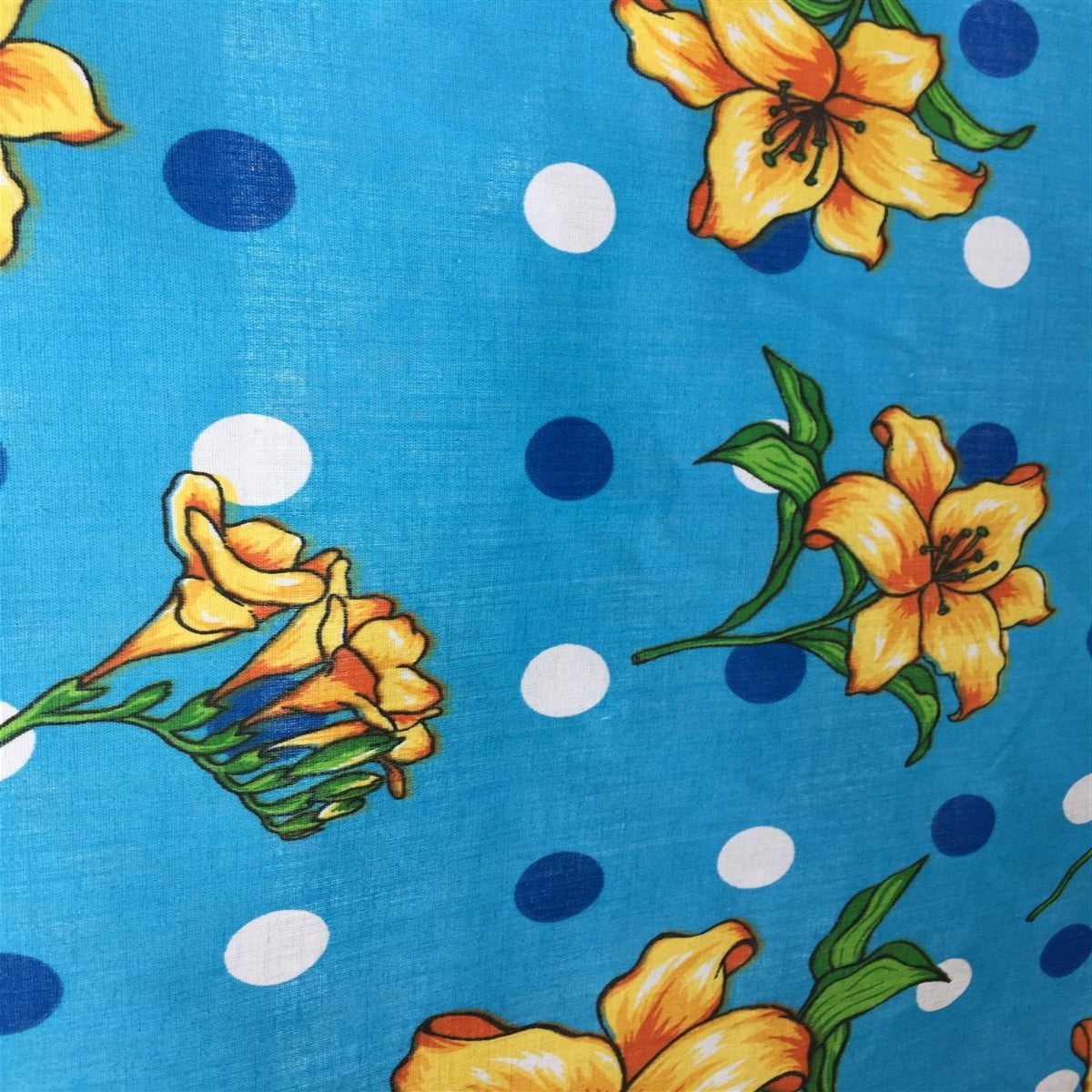 Blue Lily Flowers Poly Cotton Fabric - Fashion Fabrics Los Angeles