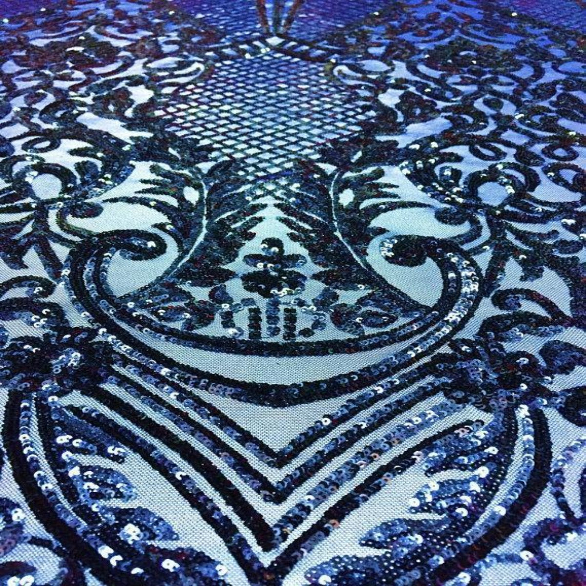 Navy Chantal Deluxe Sequins Lace Fabric - Fashion Fabrics LLC