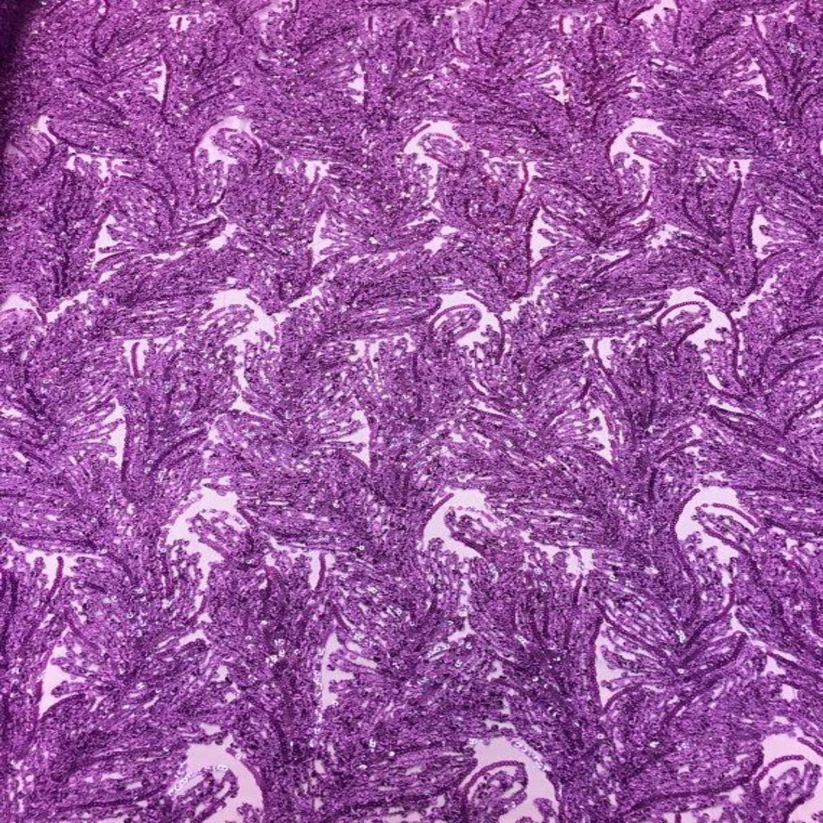 Plum Cozy Pop Thread Floral Sequins Lace Fabric - Fashion Fabrics LLC