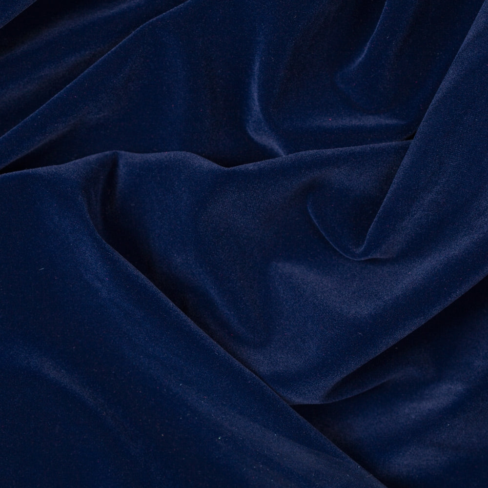 Navy Velvet Flocking Fabric - Fashion Fabrics Los Angeles