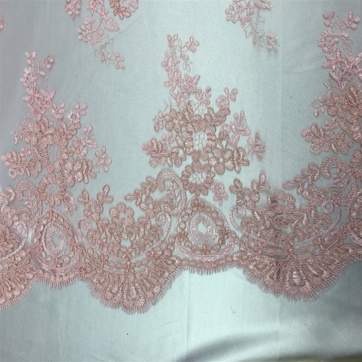 Dusty Pink Oswald Embroidered Lace Fabric - Fashion Fabrics LLC