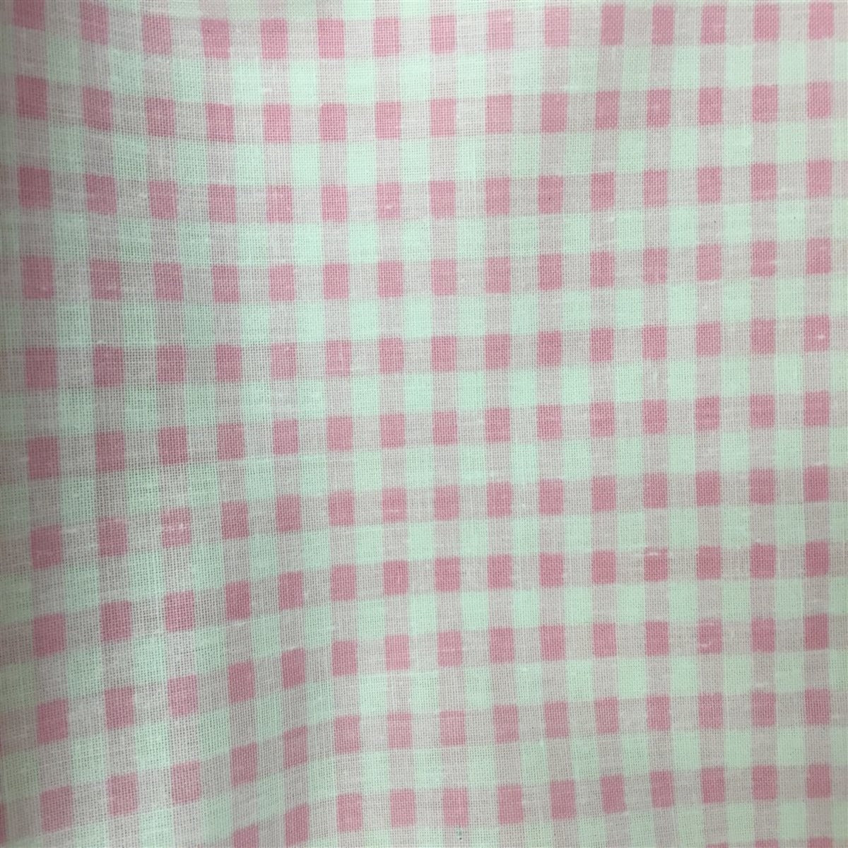 Light Pink White Gingham Checkered Poly Cotton Fabric - Fashion Fabrics Los Angeles