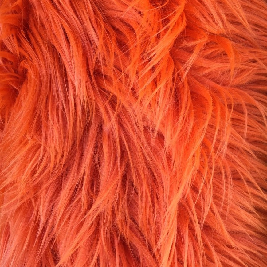 Orange Luxury Long Pile Shaggy Faux Fur Fabric - Fashion Fabrics Los Angeles