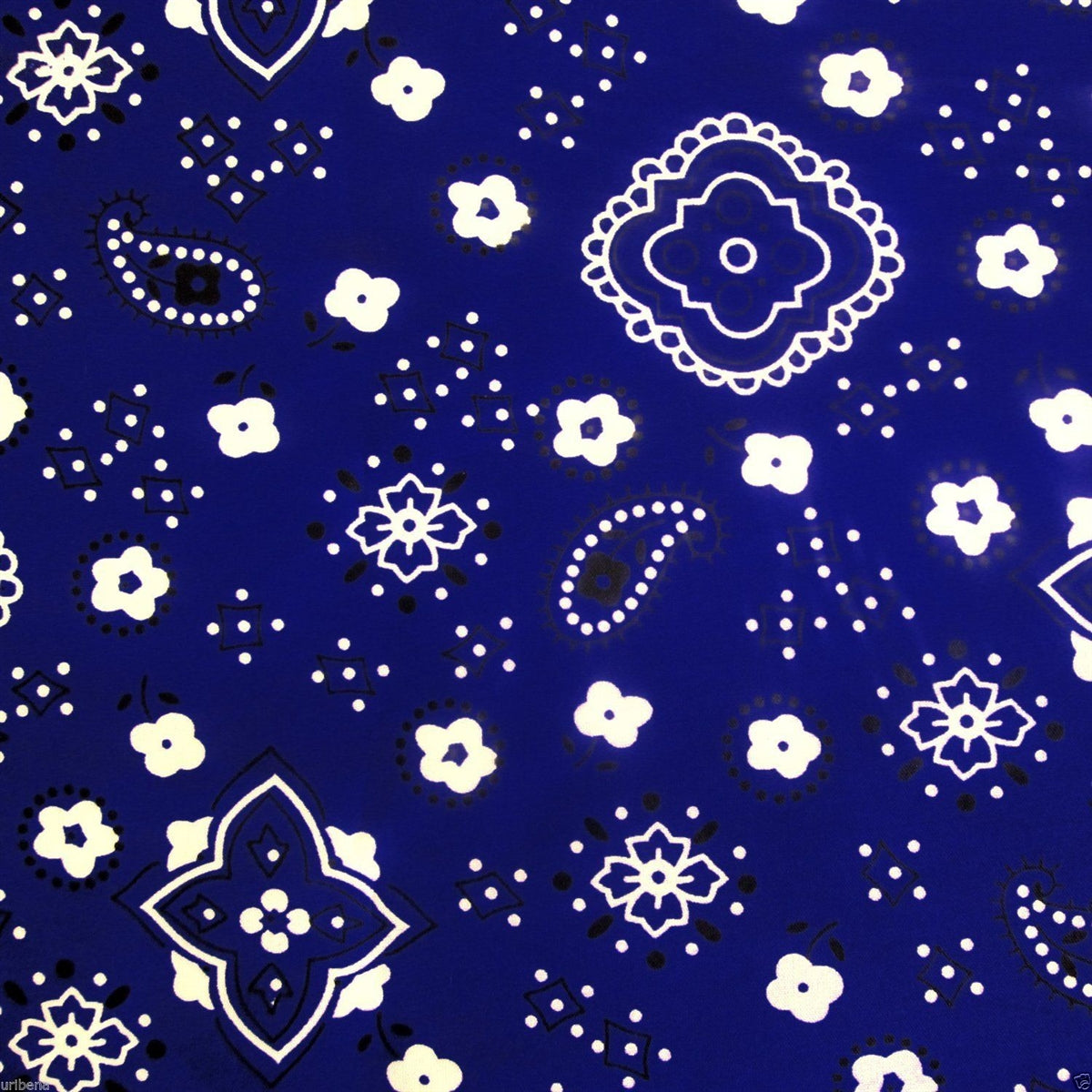 Royal Blue Bandanna Print Poly Cotton Fabric - Fashion Fabrics Los Angeles