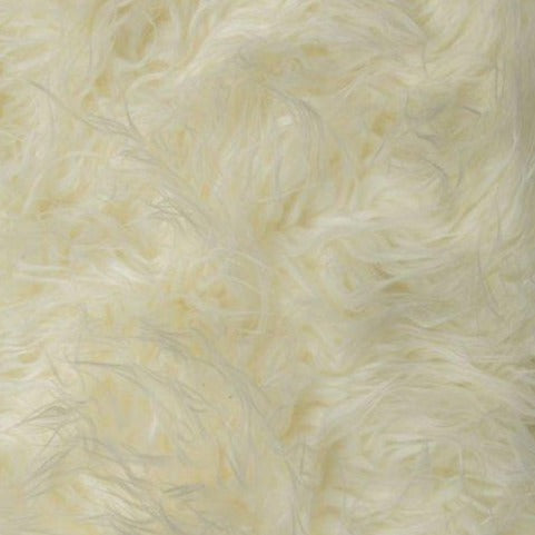 Ivory Mongolian Long Pile Faux Fur Fabric - Fashion Fabrics Los Angeles