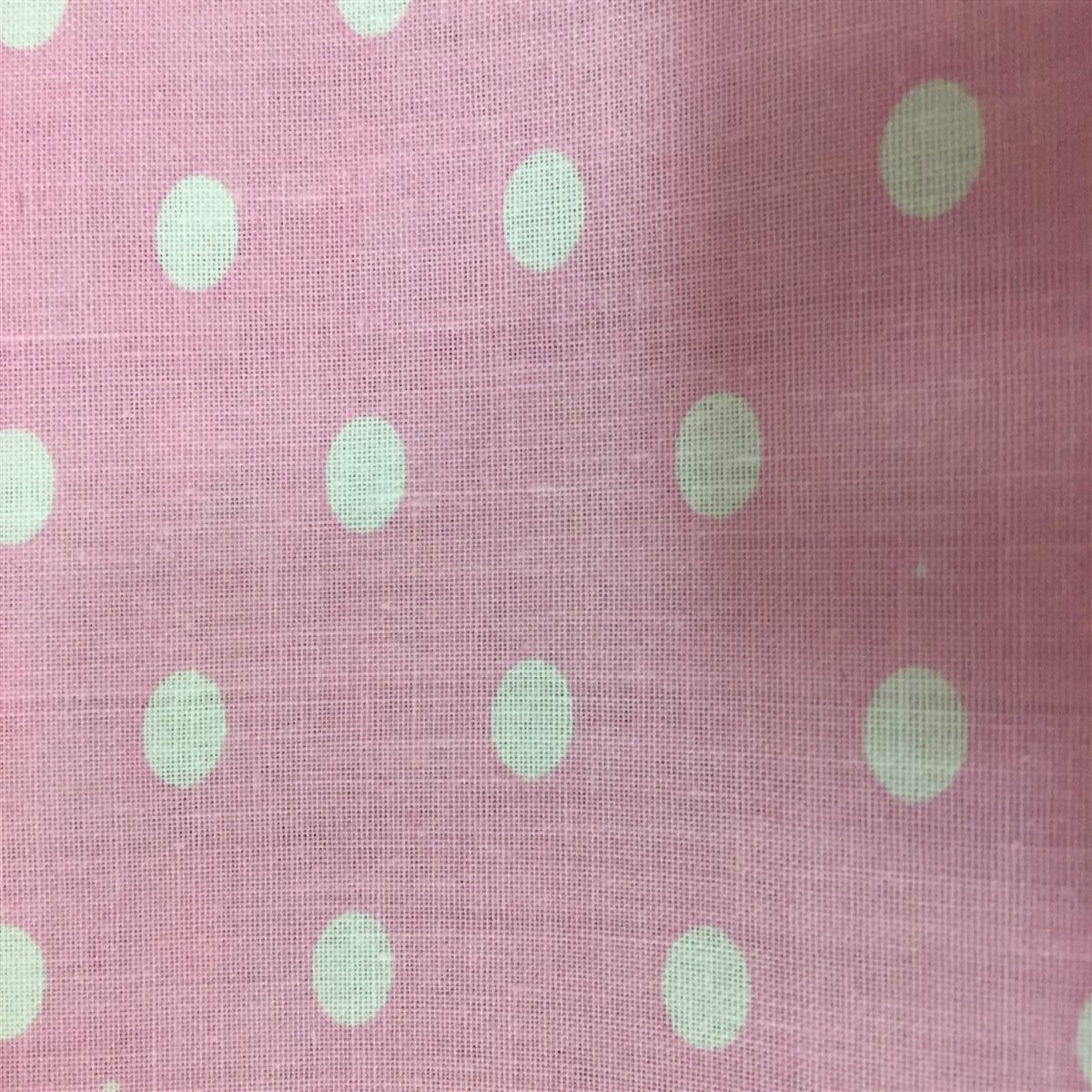 Light Pink White Small Polka Dot Print Poly Cotton Fabric - Fashion Fabrics Los Angeles