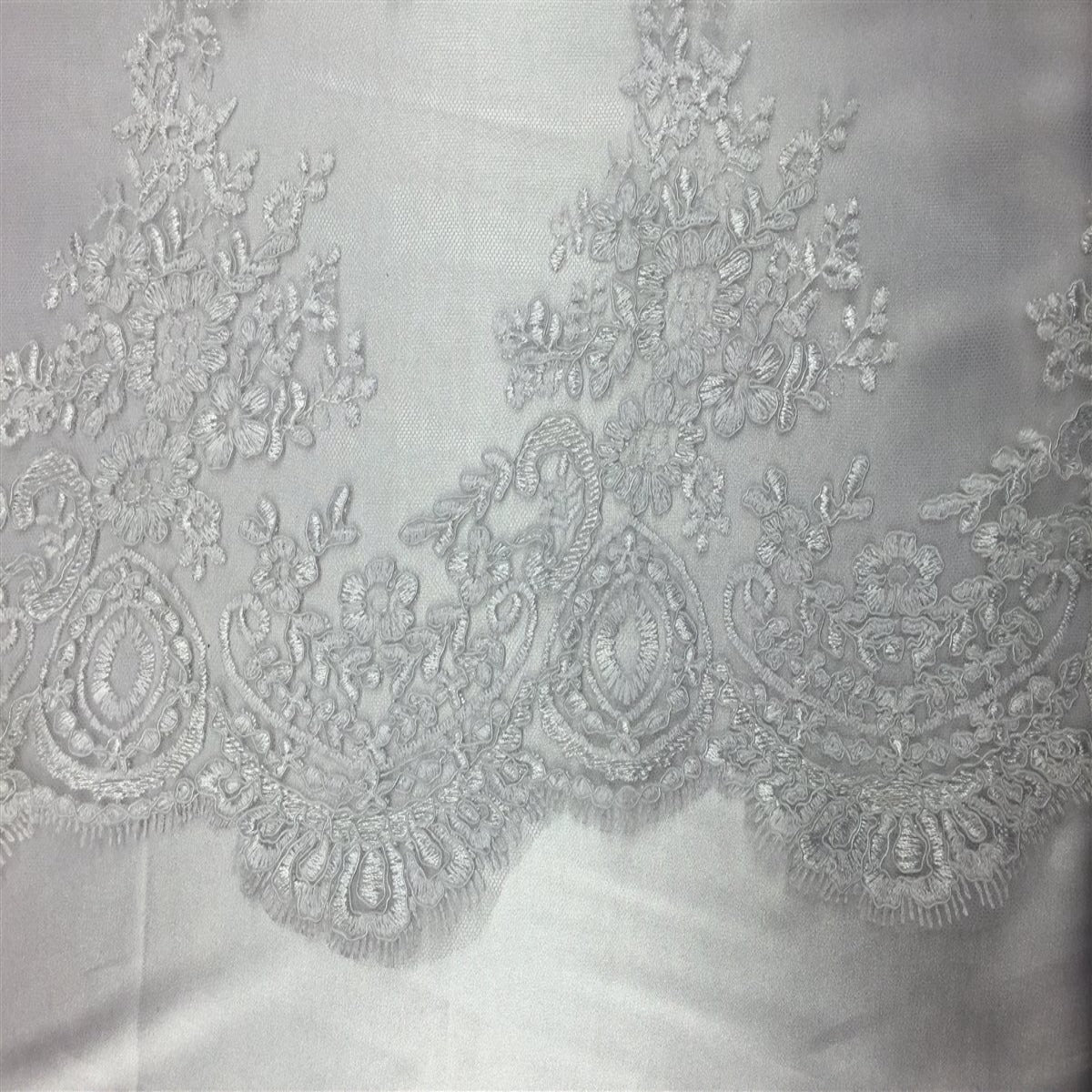 White Oswald Embroidered Lace Fabric - Fashion Fabrics LLC