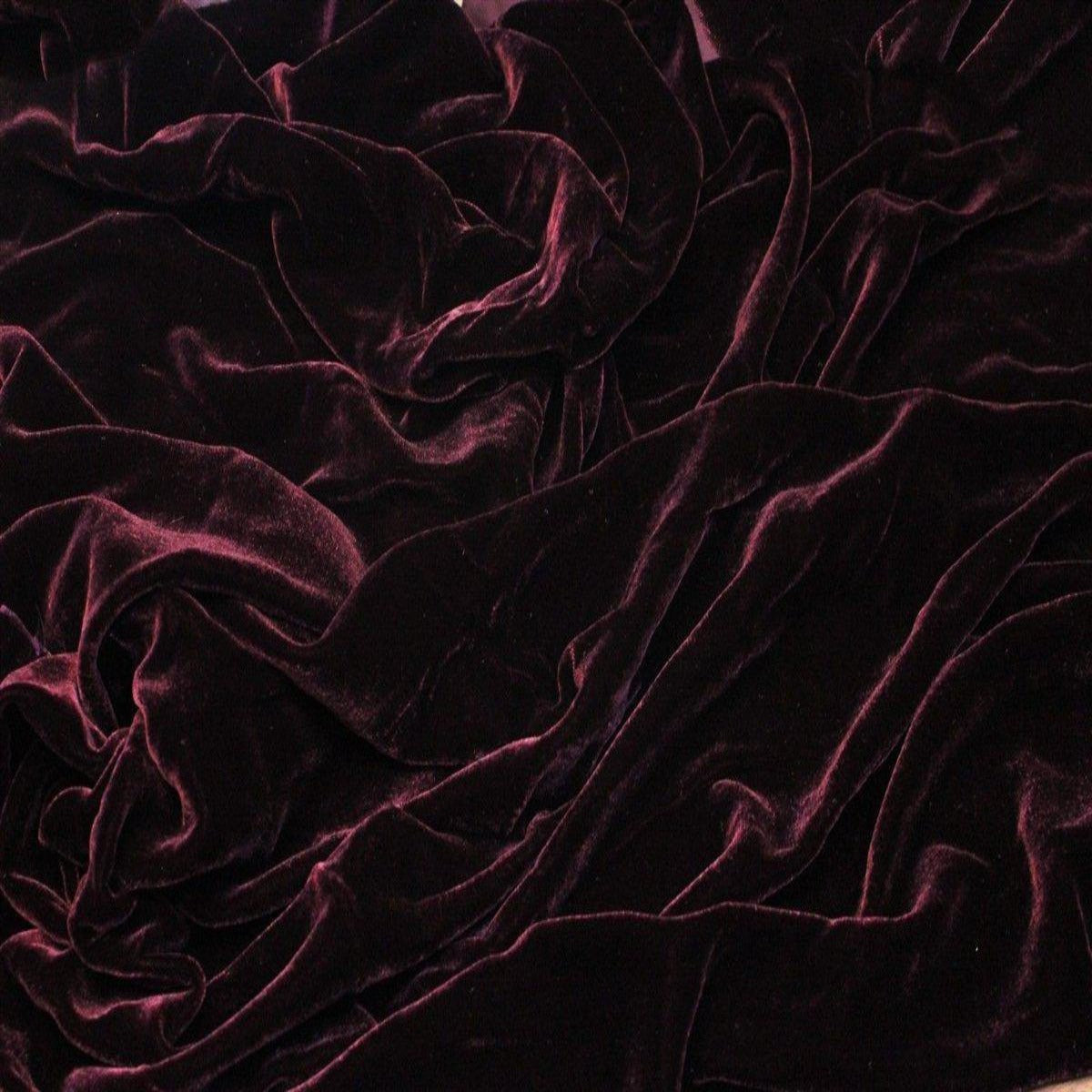 Dark Burgundy Silk Velvet Fabric - Fashion Fabrics Los Angeles