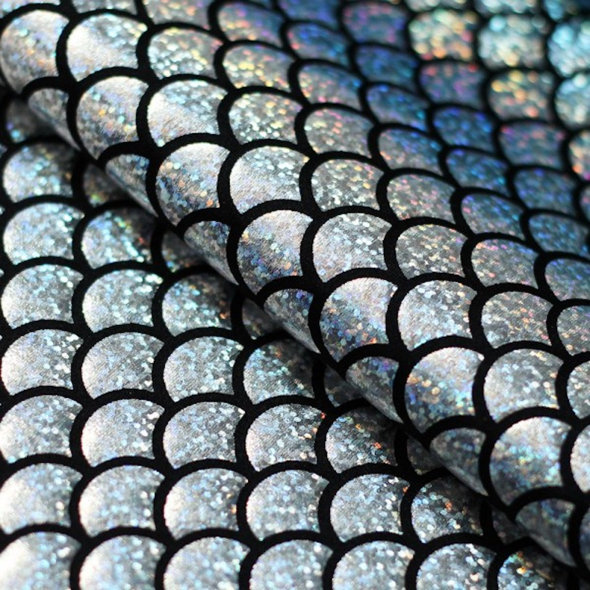 Hologram Silver Mermaid Scale Spandex Fabric - Fashion Fabrics LLC