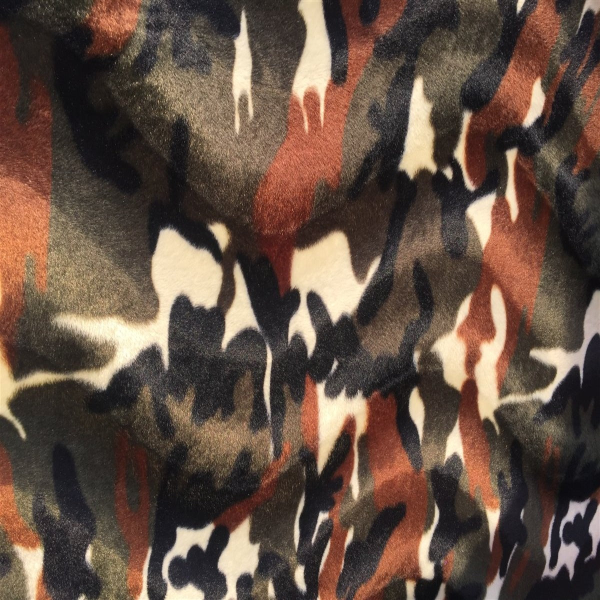 Camouflage Cow Velboa Faux Fur - Fashion Fabrics Los Angeles 