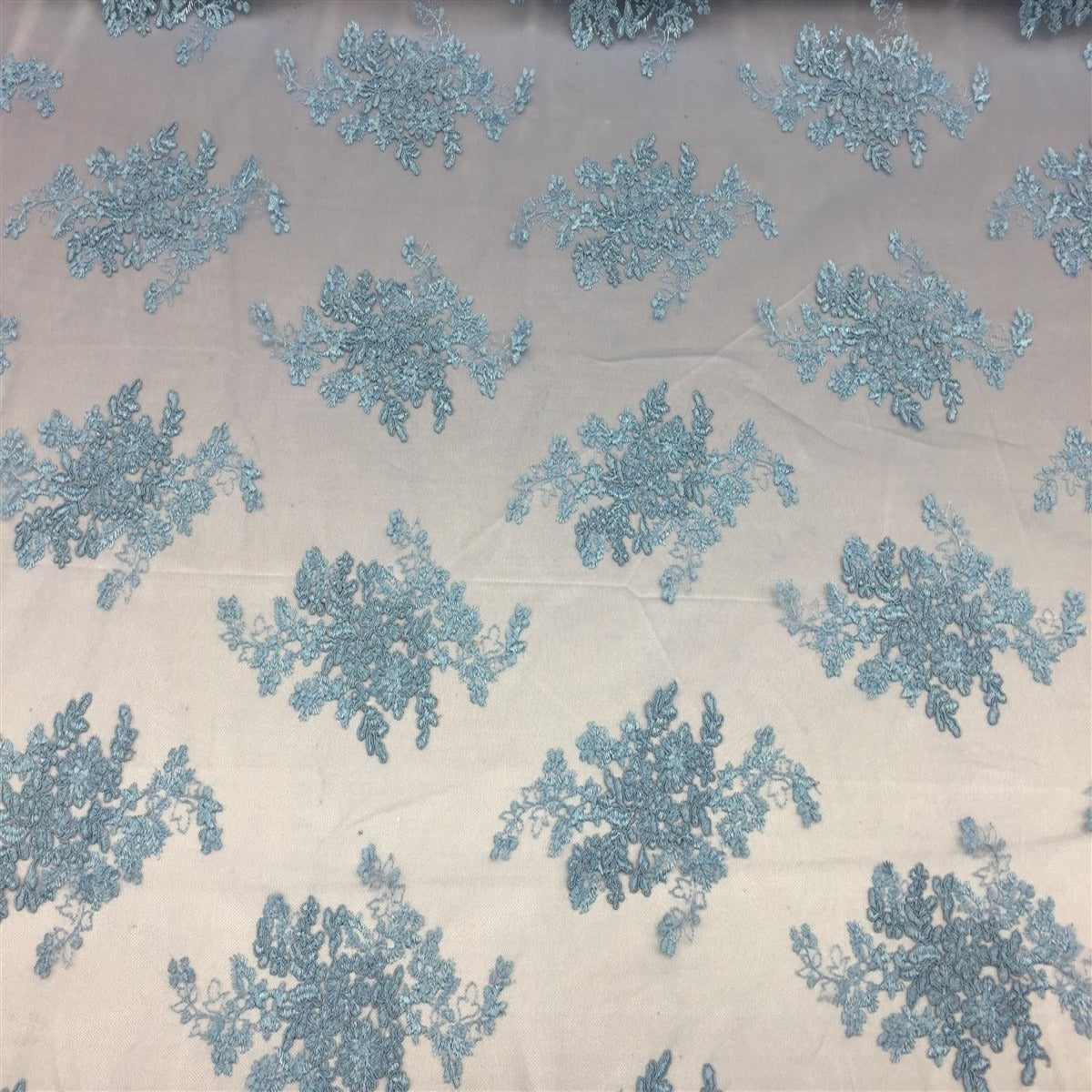 Sky Blue Oswald Embroidered Lace Fabric - Fashion Fabrics LLC