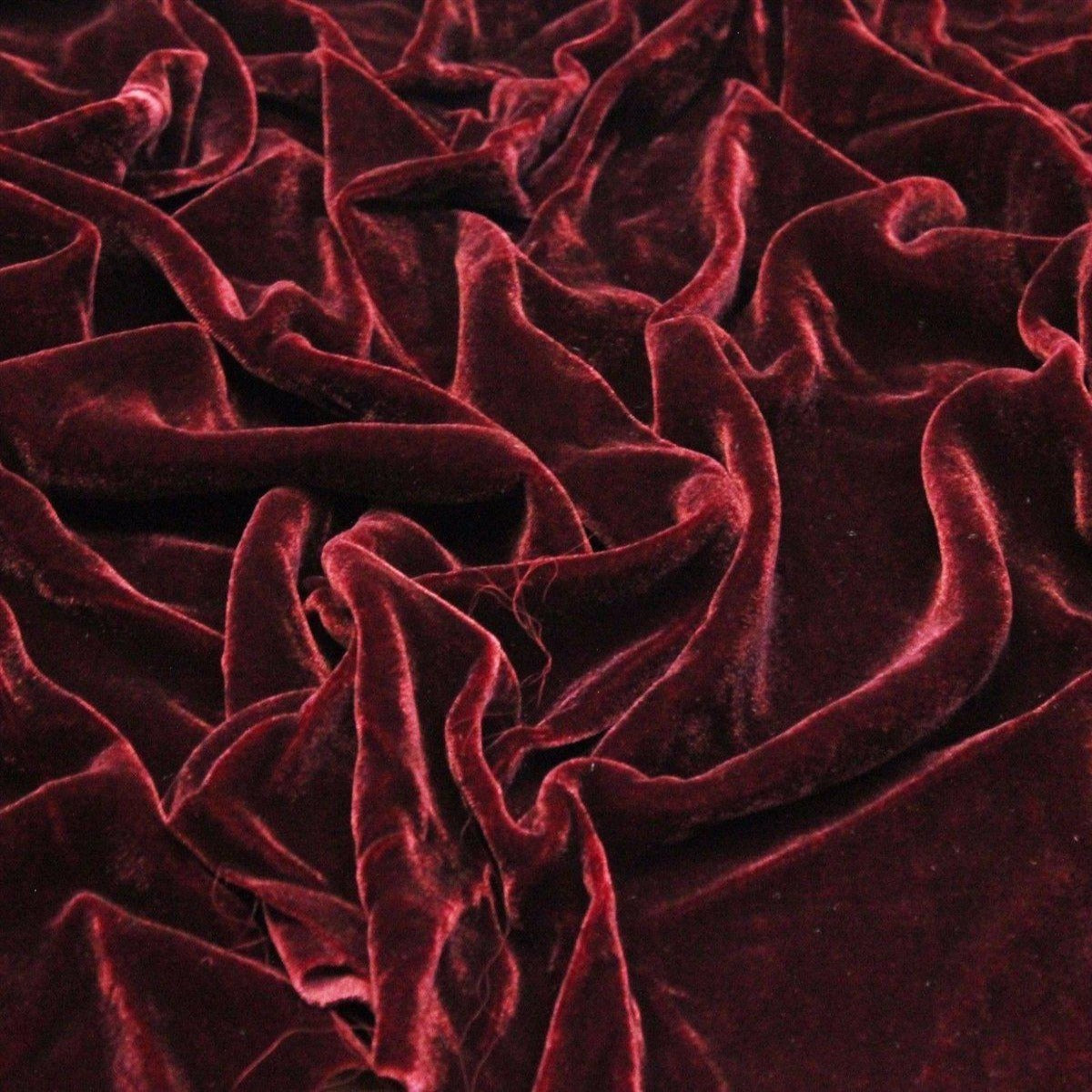 Burgundy Silk Velvet Fabric - Fashion Fabrics Los Angeles