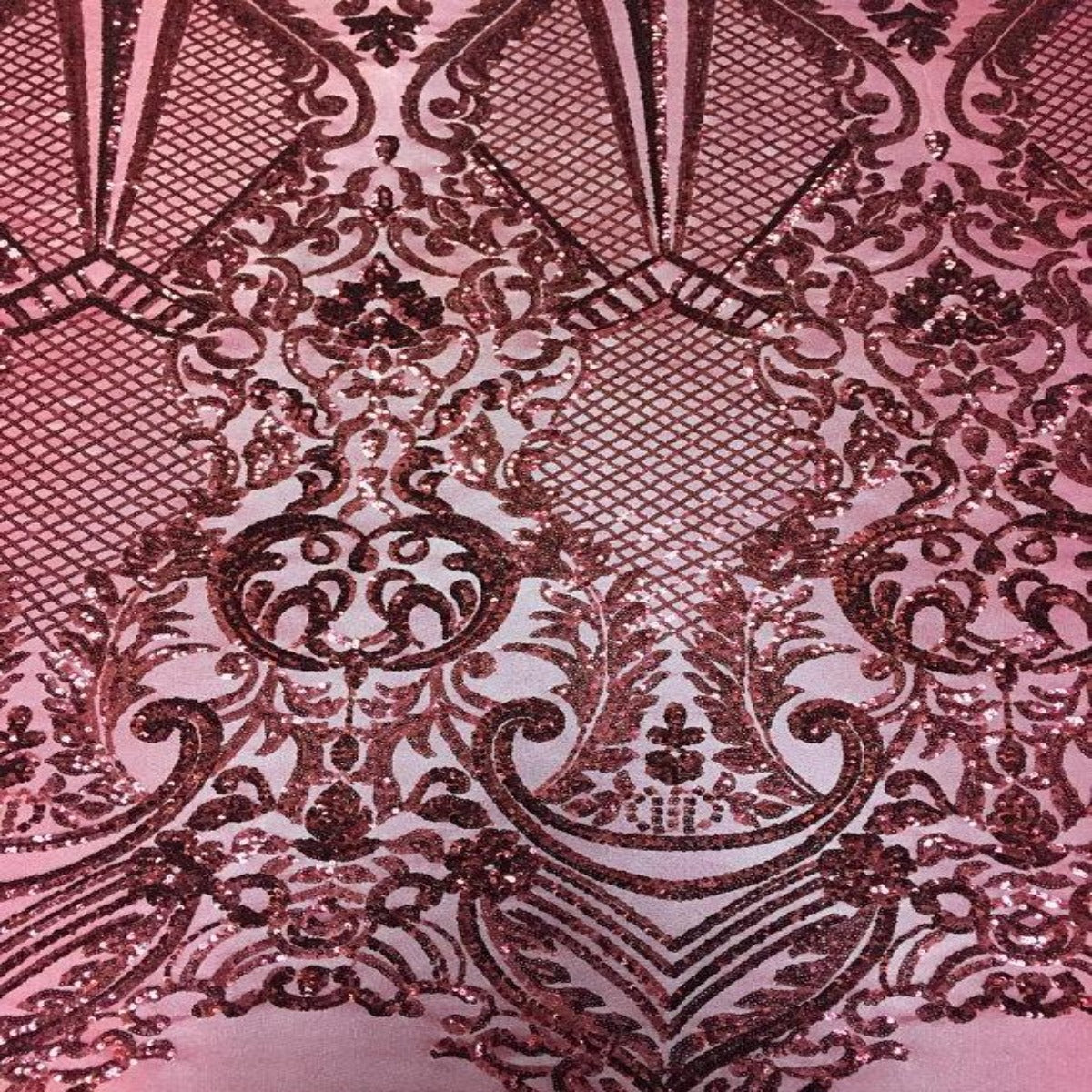 Burgundy Chantal Deluxe Sequins Lace Fabric - Fashion Fabrics LLC