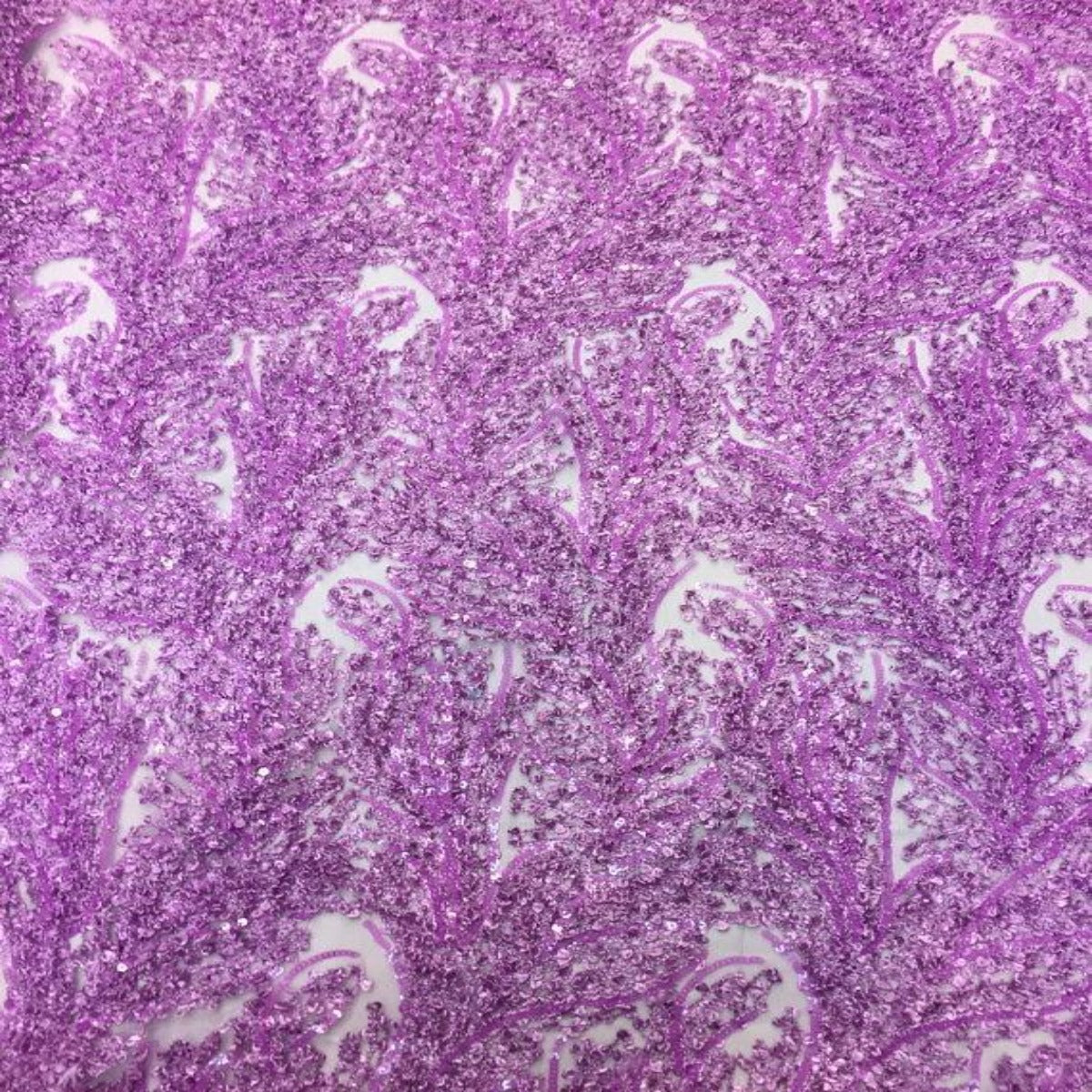 Lavender Cozy Pop Thread Floral Sequins Lace Fabric - Fashion Fabrics LLC