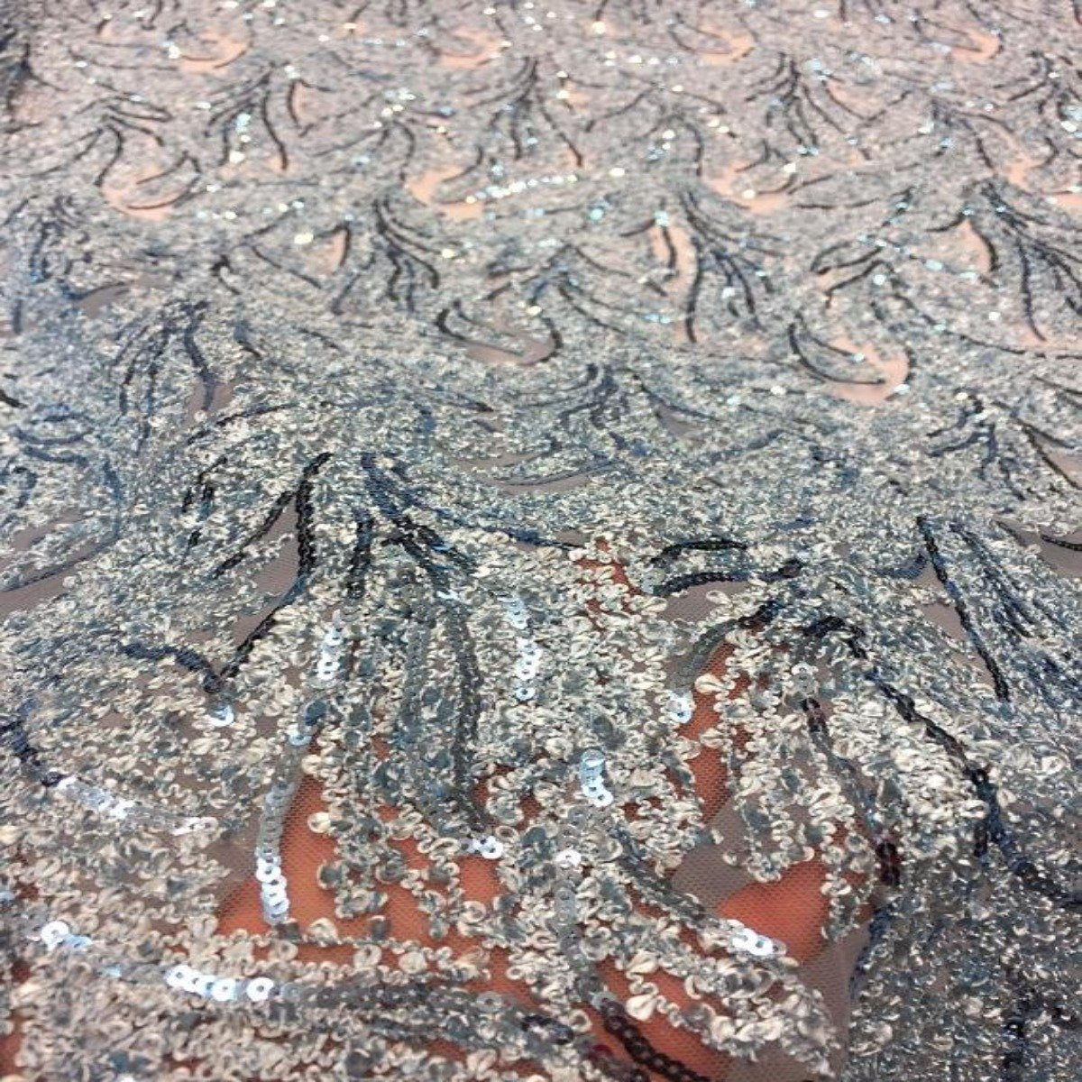 Baby Blue Cozy Pop Thread Floral Sequins Lace Fabric - Fashion Fabrics LLC