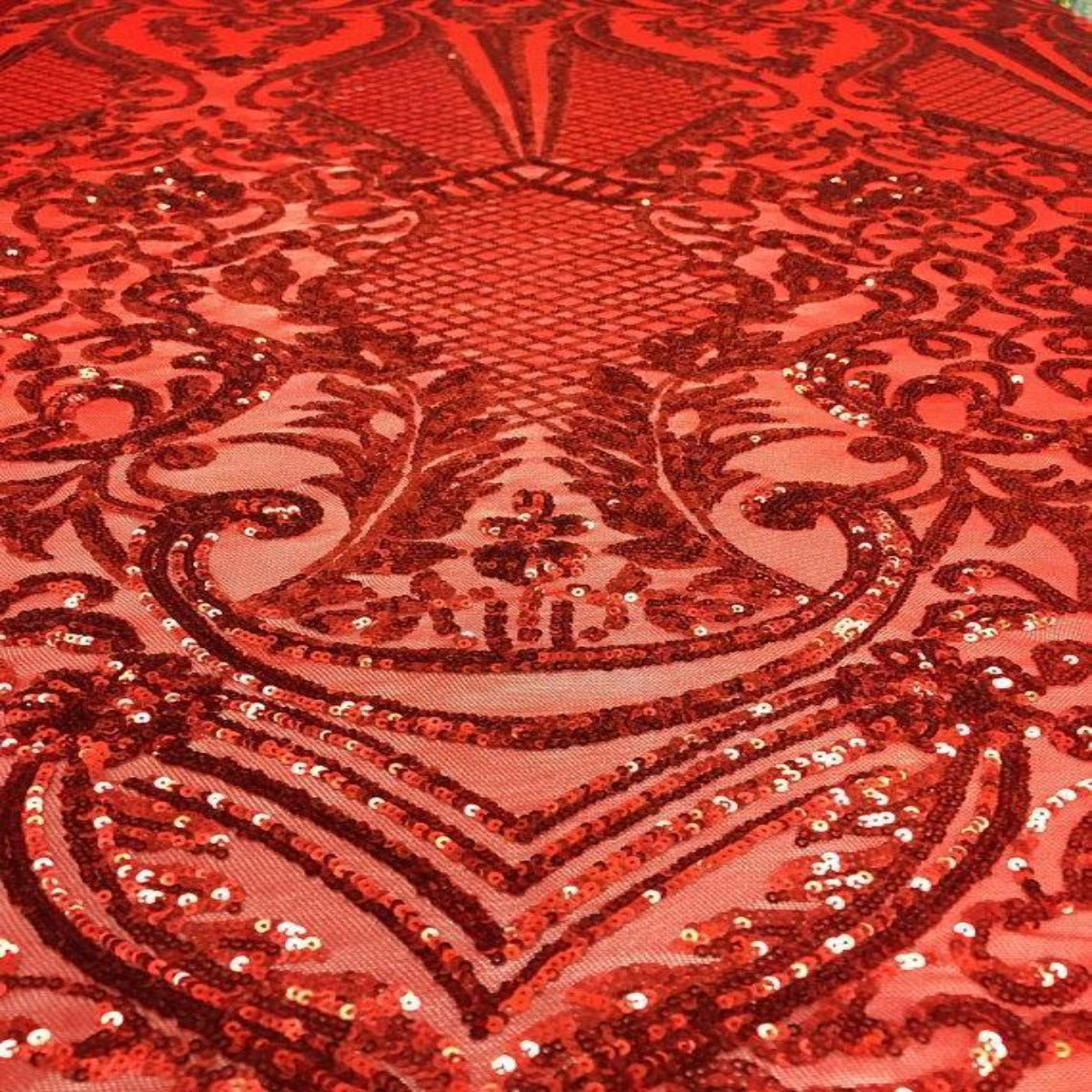 Red Chantal Deluxe Sequins Lace Fabric - Fashion Fabrics LLC