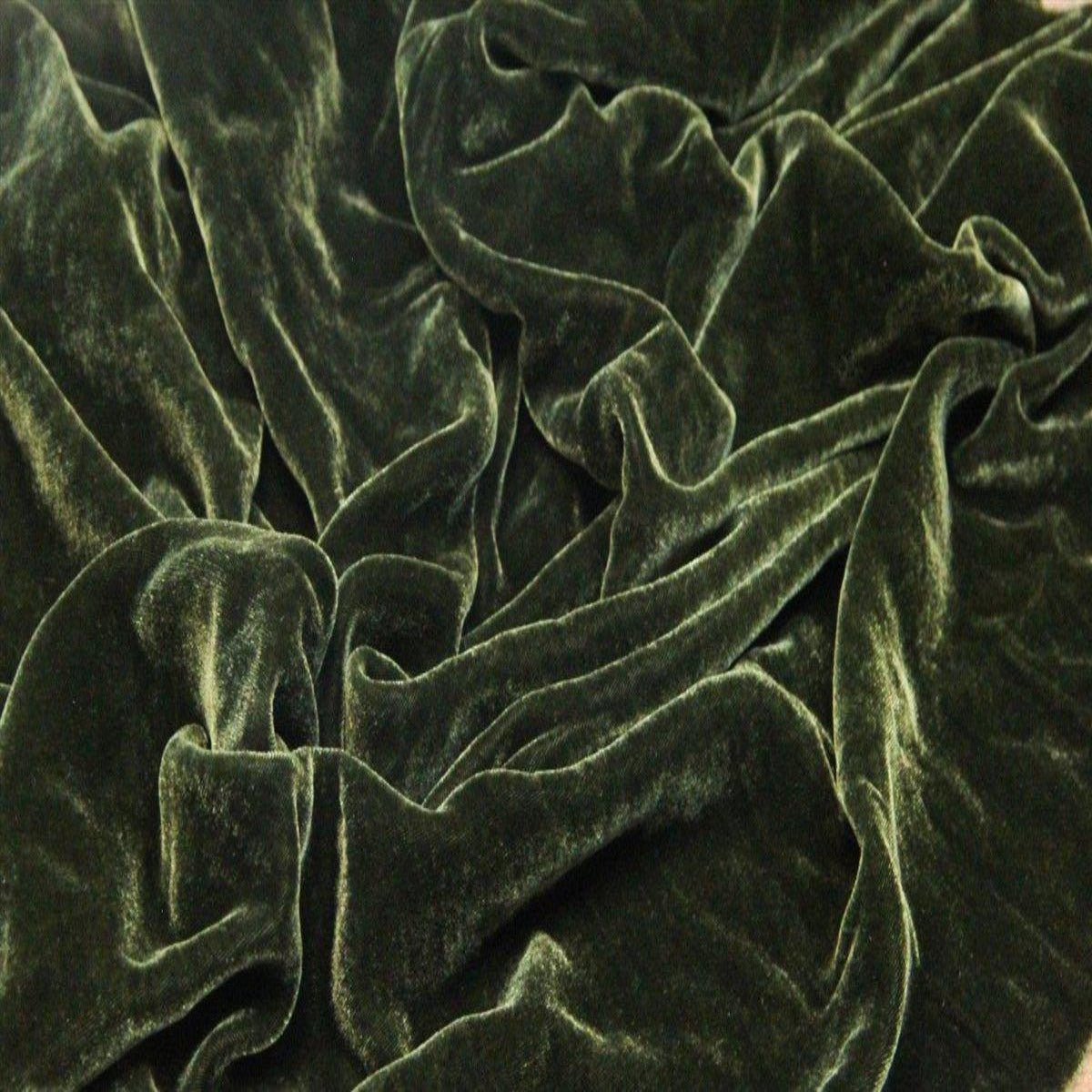 Olive Green Silk Velvet Fabric - Fashion Fabrics Los Angeles