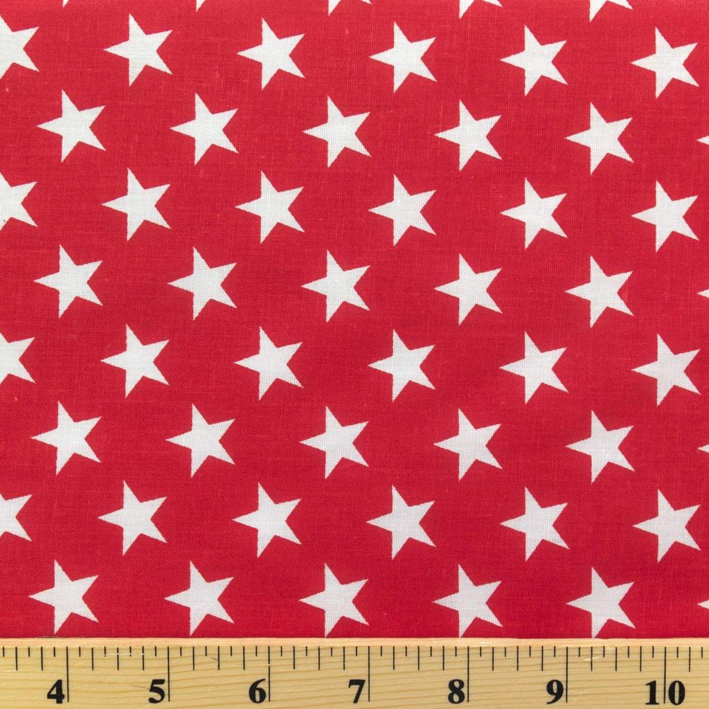 Red Patriotic Star Print Poly Cotton Fabric - Fashion Fabrics Los Angeles