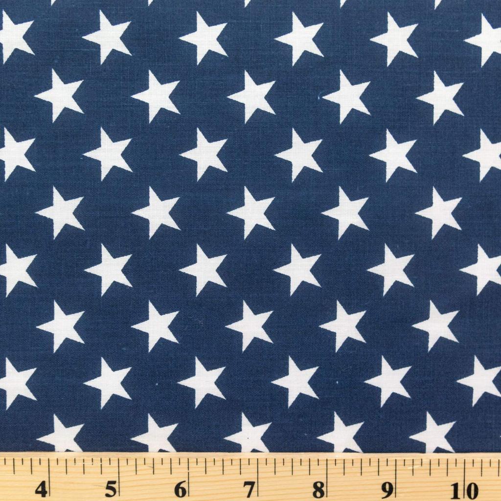 Navy Patriotic Star Print Poly Cotton Fabric - Fashion Fabrics Los Angeles