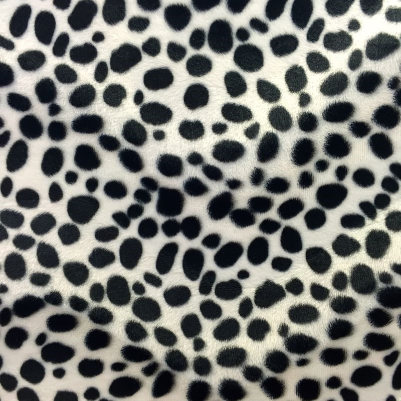 White Velboa Faux Fur Dalmatian Fabric - Fashion Fabrics Los Angeles