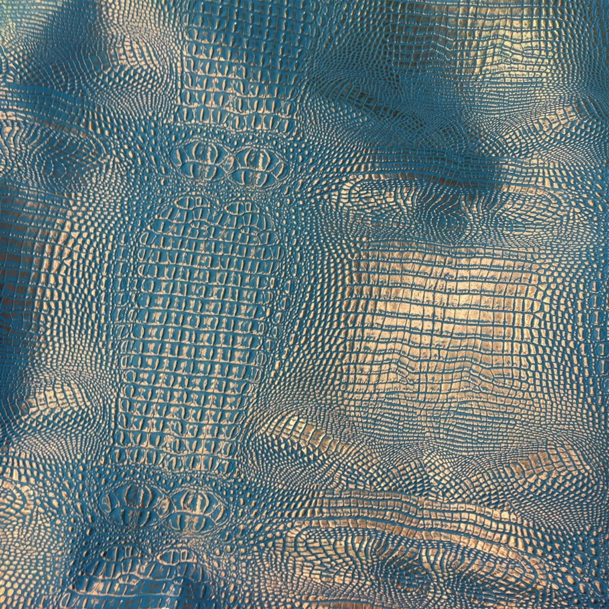 Turquoise Silver 2 Tone Metallic Gator Vinyl - Fashion Fabrics Los Angeles