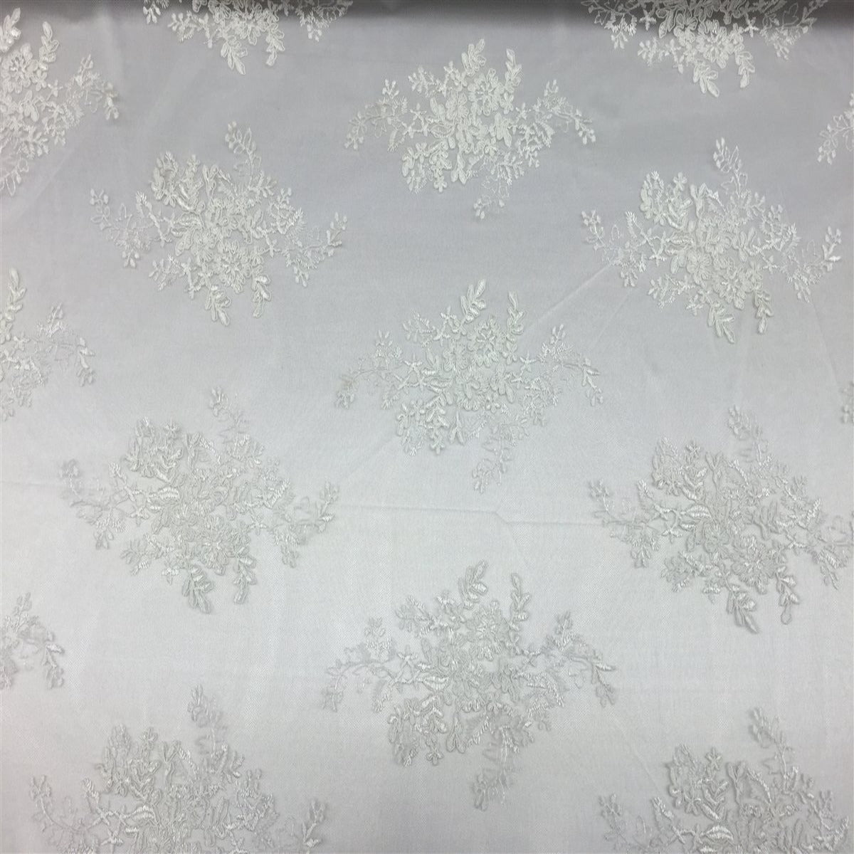 Off White Oswald Embroidered Lace Fabric - Fashion Fabrics LLC