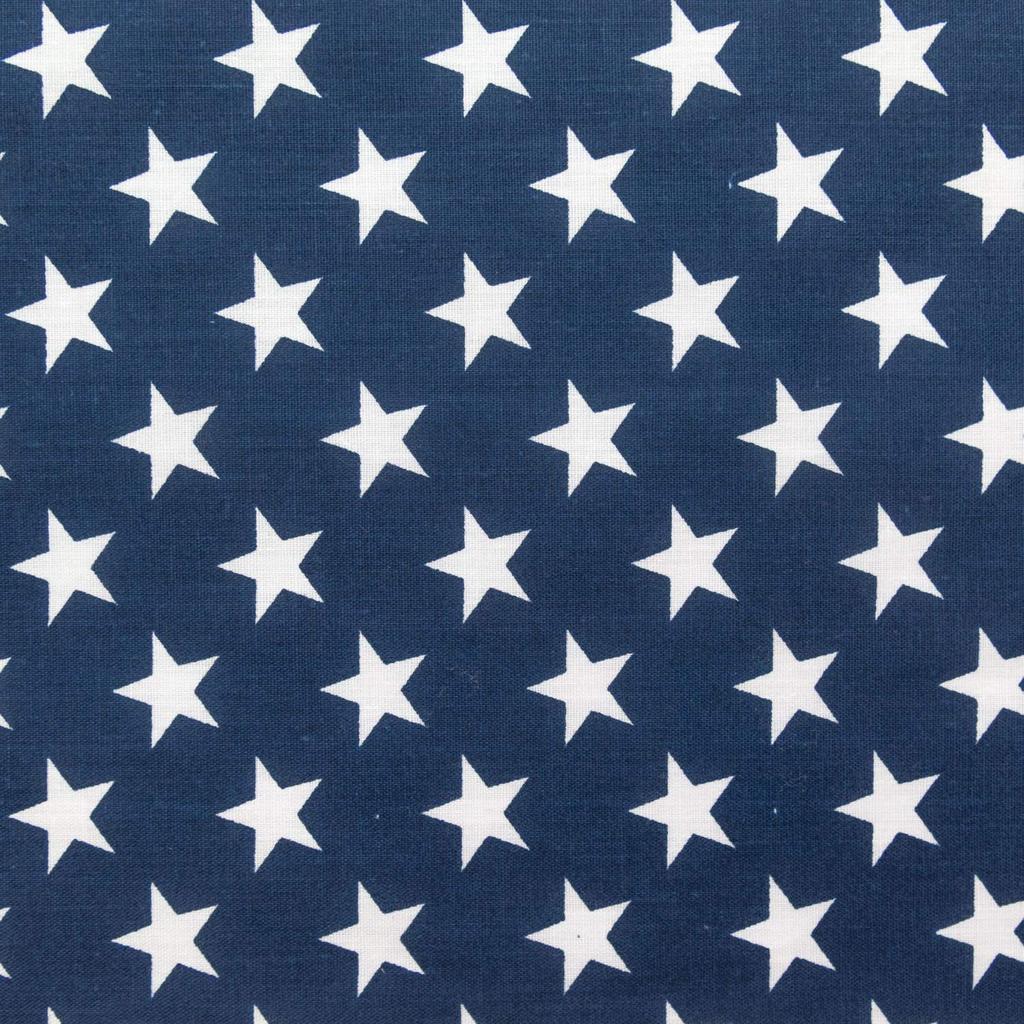 Navy Patriotic Star Print Poly Cotton Fabric - Fashion Fabrics Los Angeles
