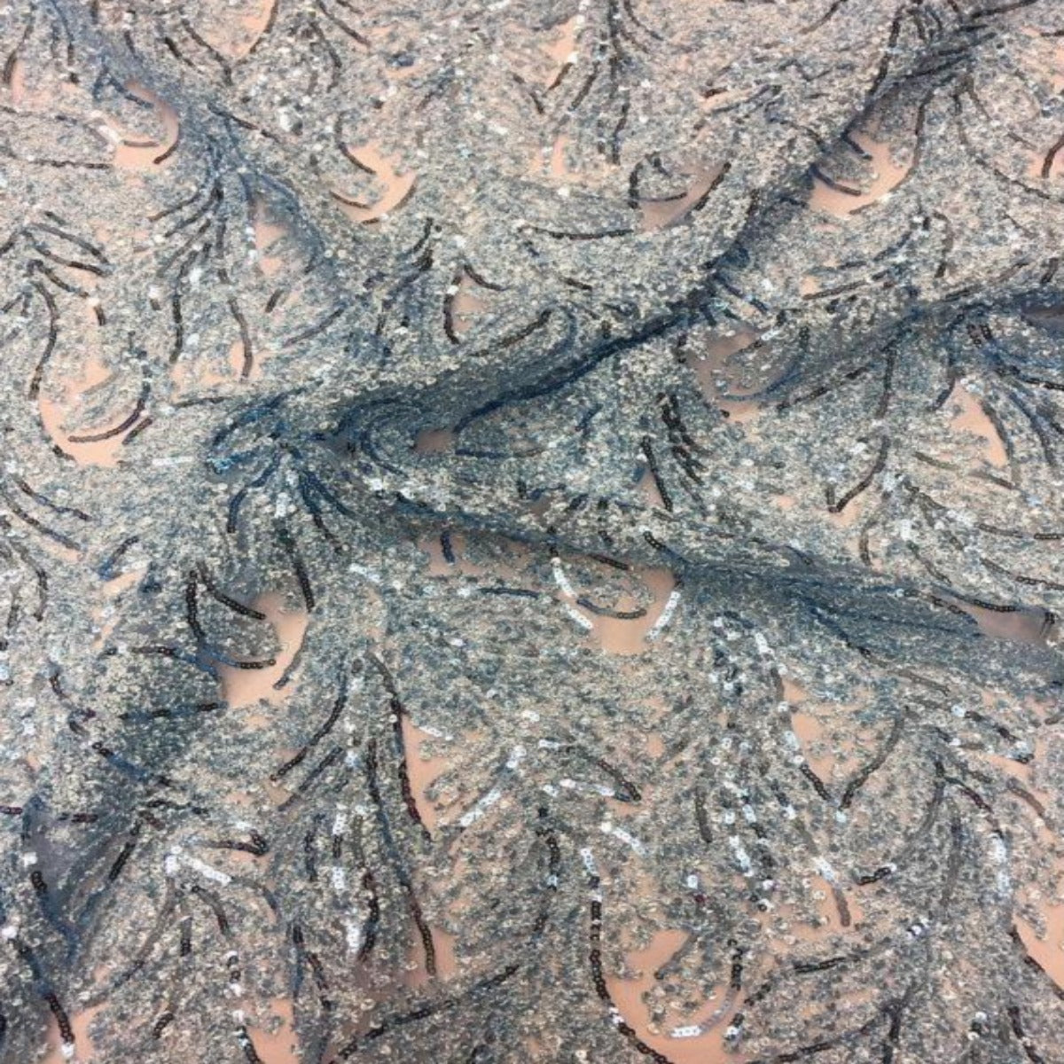 Royal Blue Cozy Pop Thread Floral Sequins Lace Fabric - Fashion Fabrics LLC