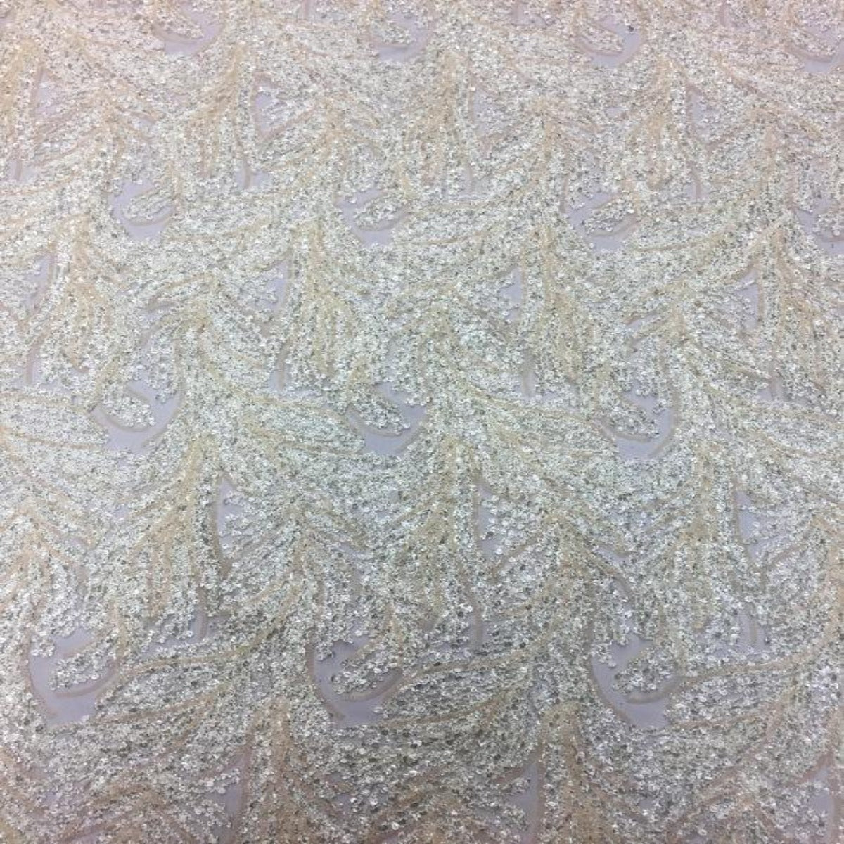 Ivory Cozy Pop Thread Floral Sequins Lace Fabric - Fashion Fabrics LLC