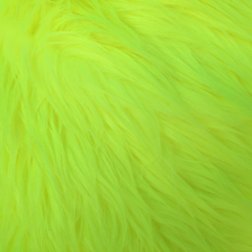 Highlighter Yellow Luxury Long Pile Shaggy Faux Fur Fabric - Fashion Fabrics Los Angeles