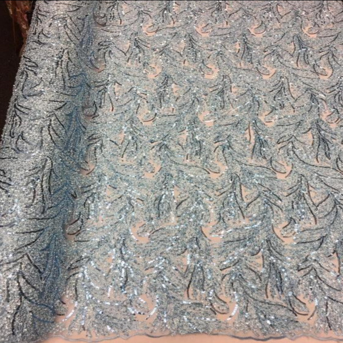 Yellow Cozy Pop Thread Floral Sequins Lace Fabric - Fashion Fabrics LLC