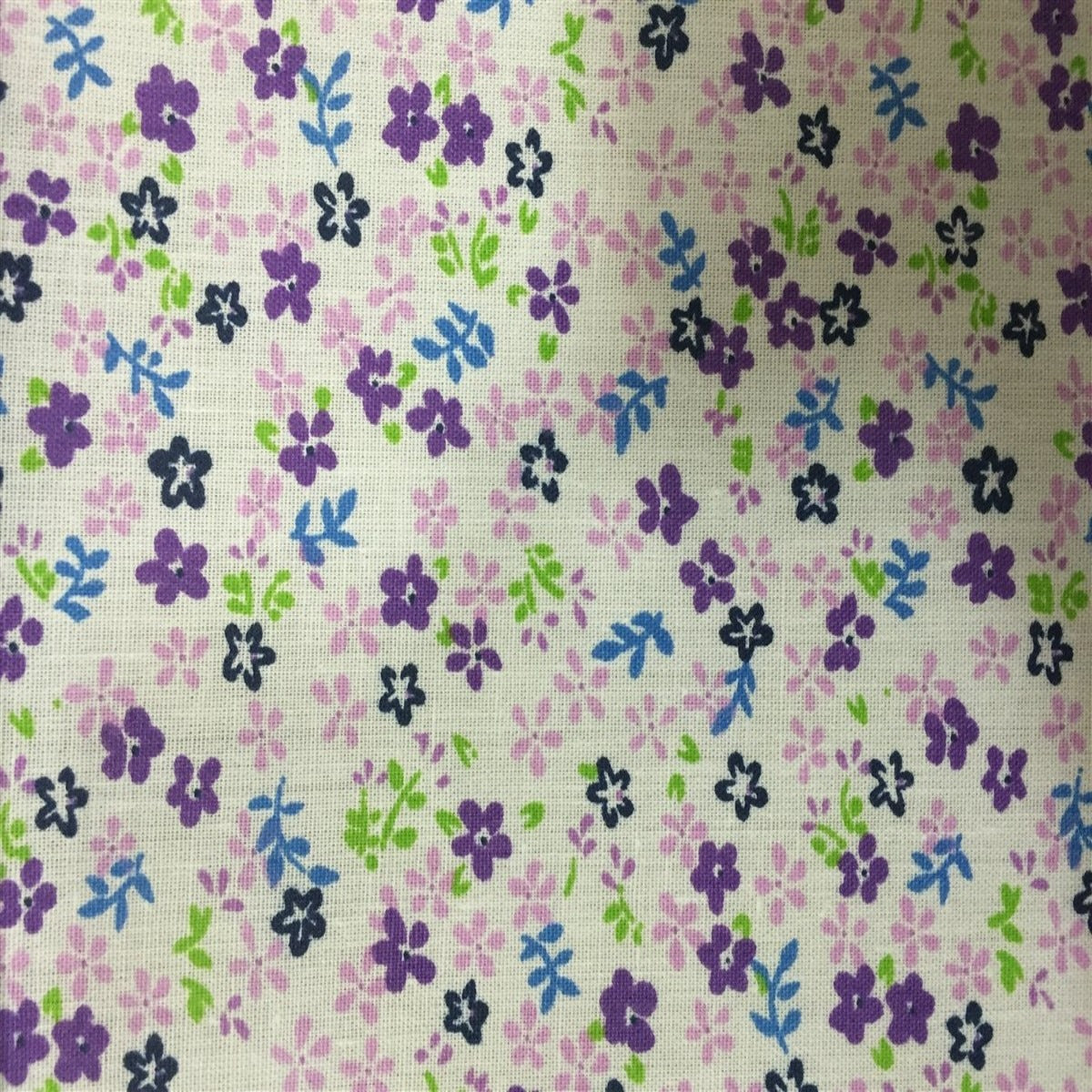 Purple Small Floral Print Poly Cotton Fabric - Fashion Fabrics Los Angeles