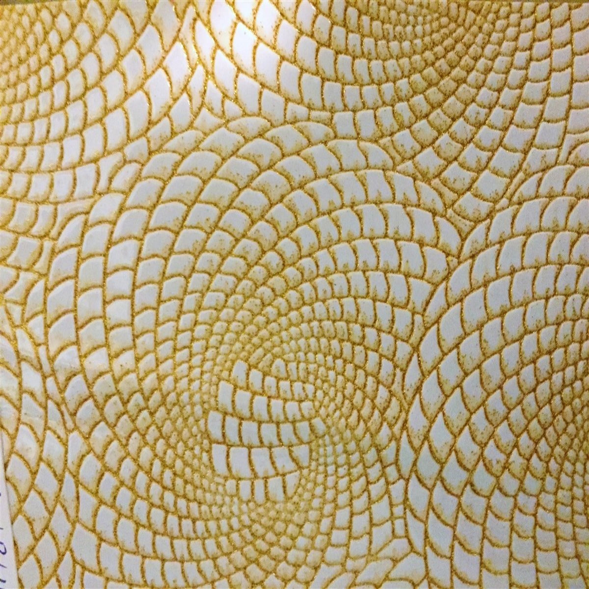 Gold / White 2 - Tone Galaxy Swirl Vinyl Fabric - Fashion Fabrics Los Angeles