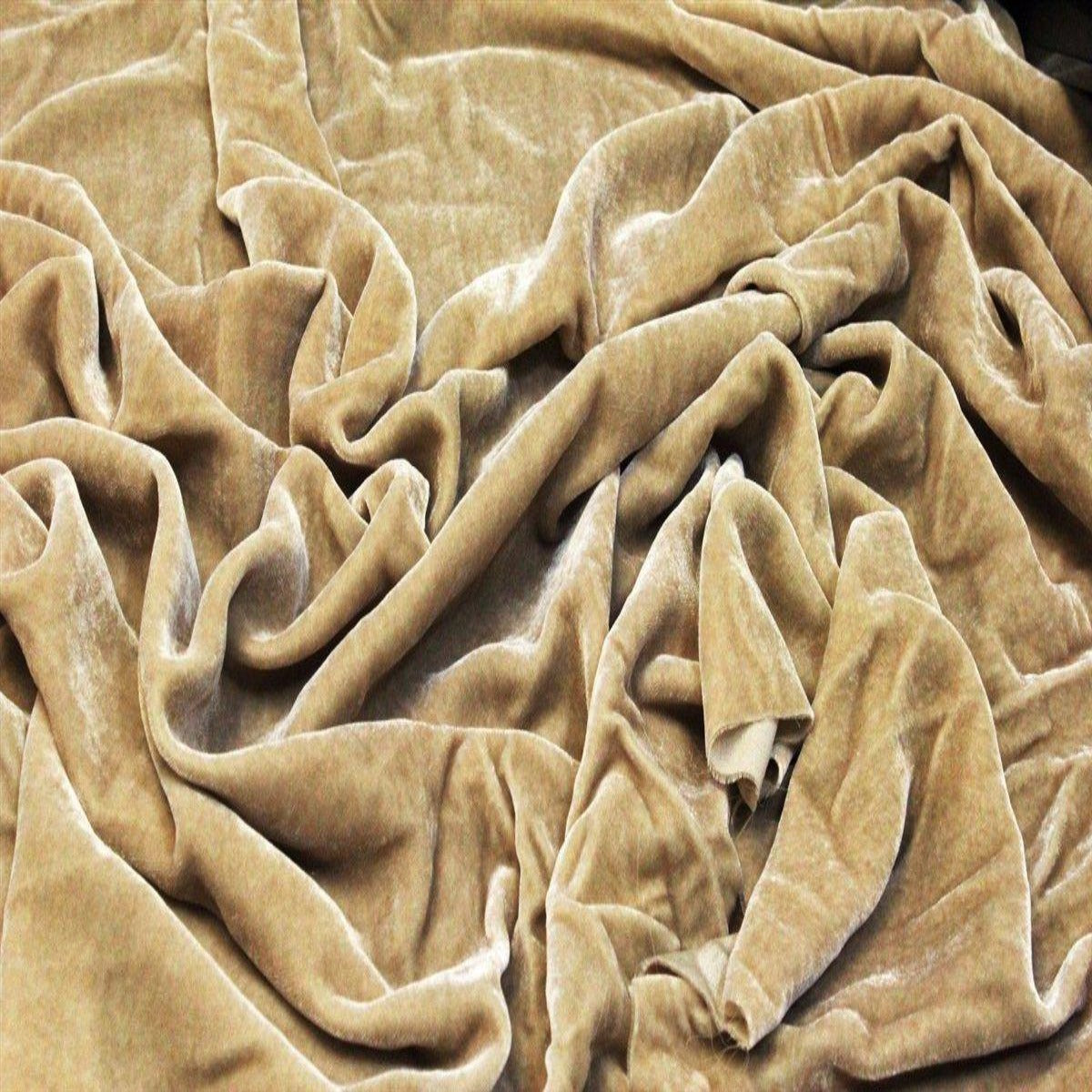 Gardenia Beige Silk Velvet Fabric - Fashion Fabrics Los Angeles
