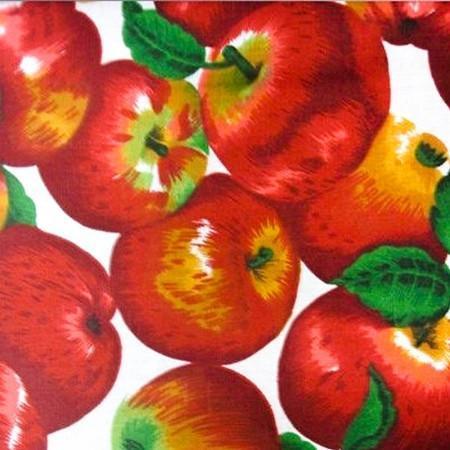 White Apple Print Poly Cotton Fabric - Fashion Fabrics Los Angeles