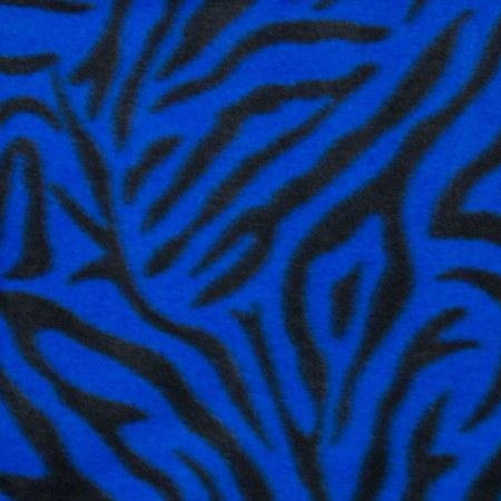 Blue | Black Zebra Print Fleece Fabric - Fashion Fabrics Los Angeles