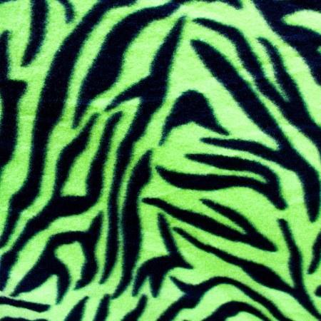 Lime Green | Black Zebra Print Fleece Fabric - Fashion Fabrics Los Angeles