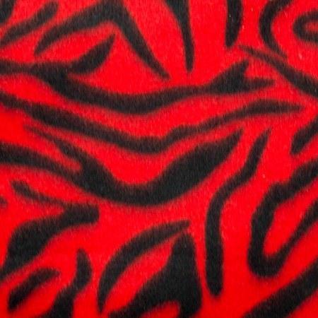 Red | Black Zebra Print Fleece Fabric - Fashion Fabrics Los Angeles