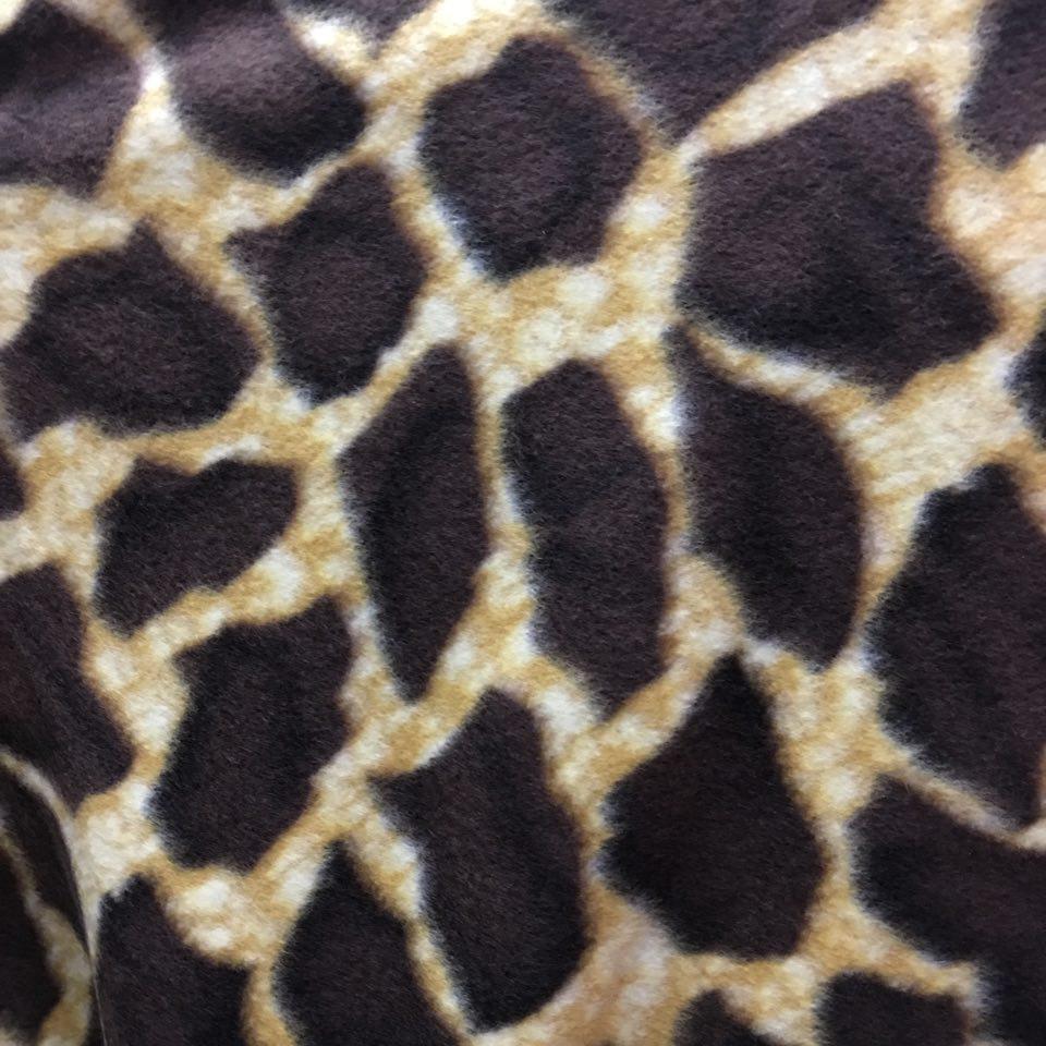 Brown Gold Giraffe Print Fleece Fabric - Fashion Fabrics Los Angeles