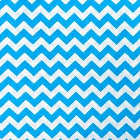 Aqua Blue White Half Inch Chevron Poly Cotton Fabric - Fashion Fabrics Los Angeles
