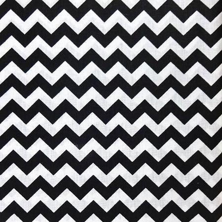 Black White Half Inch Chevron Poly Cotton Fabric - Fashion Fabrics Los Angeles